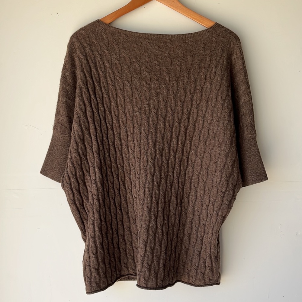 Garnet Hill 100% Cashmere Cable Knit Brown Sweater Size L - Picture 11 of 12